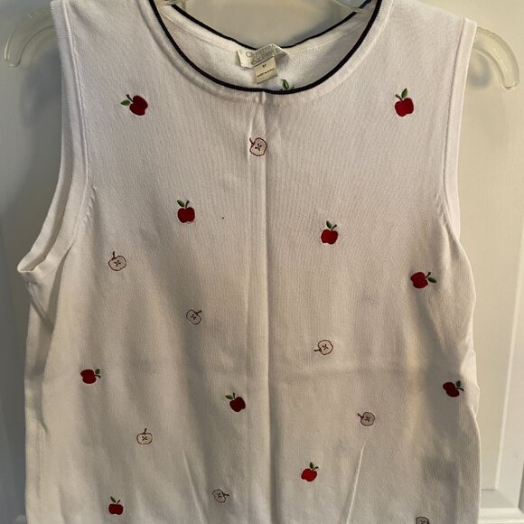 Christopher and Banks apple sweater with apple print tank size medium - Picture 2 of 3